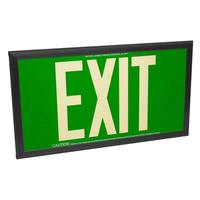 Fulham 50' Visibility Dual Face Green Background / Black Frame Photoluminescent Exit Sign
