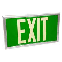 Fulham 50' Visibility Dual Face Green Background / Silver Frame Photoluminescent Exit Sign