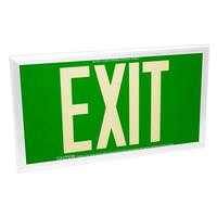 Fulham 50' Visibility Dual Face Green Background / White Frame Photoluminescent Exit Sign