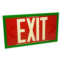 Fulham 50' Visibility Dual Face Red Background / Green Frame Photoluminescent Exit Sign