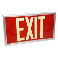 Fulham 50' Visibility Dual Face Red Background / Silver Frame Photoluminescent Exit Sign