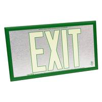 Fulham 50' Visibility Dual Face Brushed Aluminum / Green Frame Photoluminescent Exit Sign