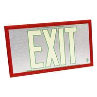 Fulham 50' Visibility Dual Face Brushed Aluminum / Red Frame Photoluminescent Exit Sign
