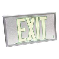 Fulham 50' Visibility Dual Face Brushed Aluminum / Silver Frame Photoluminescent Exit Sign