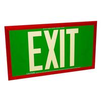 Fulham 50' Visibility Single Face Green Background / Red Frame Photoluminescent Exit Sign
