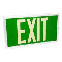 Fulham 50' Visibility Single Face Green Background / White Frame Photoluminescent Exit Sign
