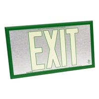 Fulham 50' Visibility Single Face Brushed Aluminum / Green Frame Photoluminescent Exit Sign
