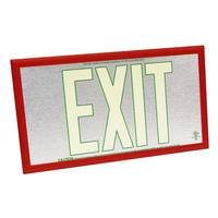 Fulham 50' Visibility Single Face Brushed Aluminum / Red Frame Photoluminescent Exit Sign