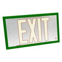 Fulham 50' Visibility Single Face Brushed Aluminum / Green Frame Photoluminescent Exit Sign