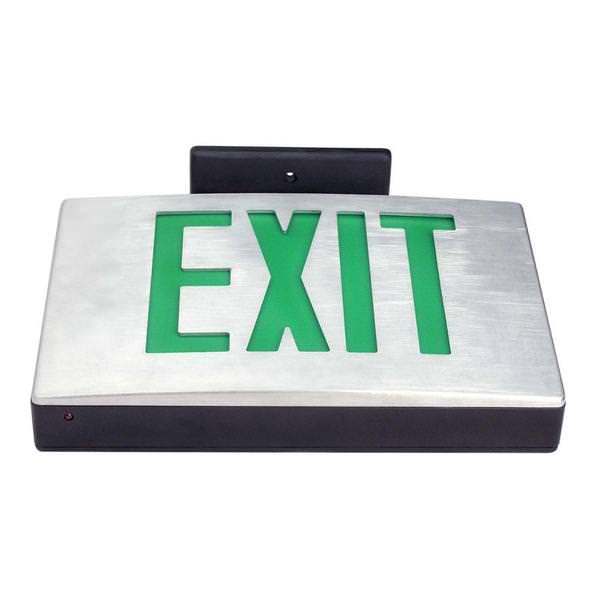 3 watt 120/277 volt LED Aluminum / Green Exit Light
