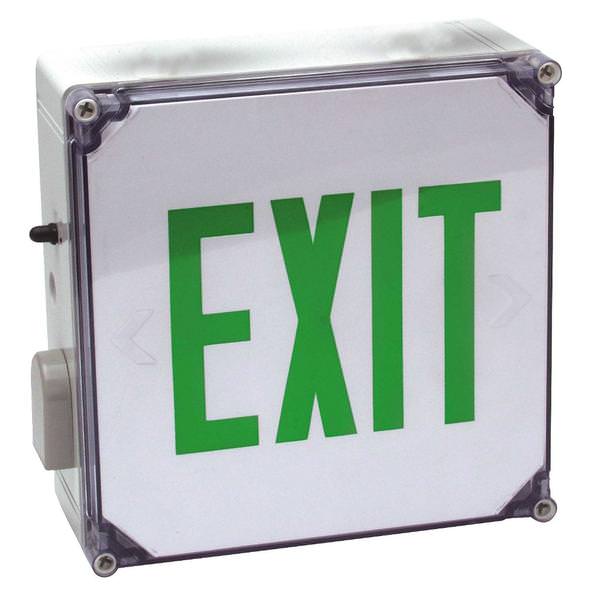 2 x 5.4 watt 120/277 volt LED White / Green Exit Light