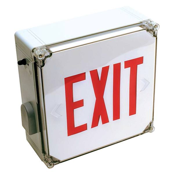 2 x 5.4 watt 120/277 volt LED White / Red Exit Light