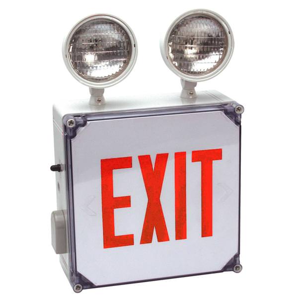 2 x 5.4 watt 120/277 volt LED White / Red Combination Exit Light