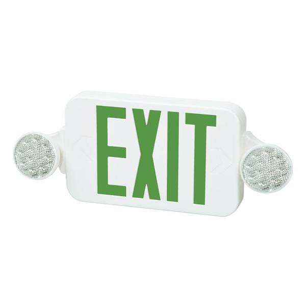 5 watt 120/277 volt LED White Housing Green Letters Exit and Emergency Light Combo