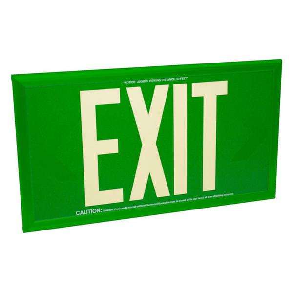 50' Visibility Dual Face Green Background / Green Frame Photoluminescent Exit Sign