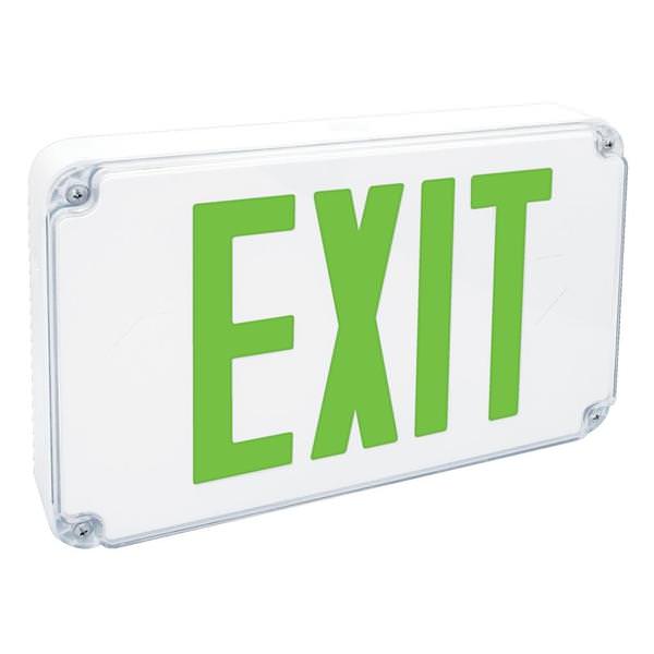 1.9 watt 120/277 volt LED White Housing Green Exit Light