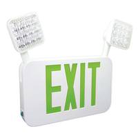 Fulham 2.6 watt 120/277 volt LED White Housing Green Letters Exit and Emergency Light Combo