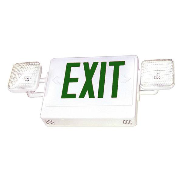 2 x 7 watt 120/277 volt White / Green Combination Exit Light