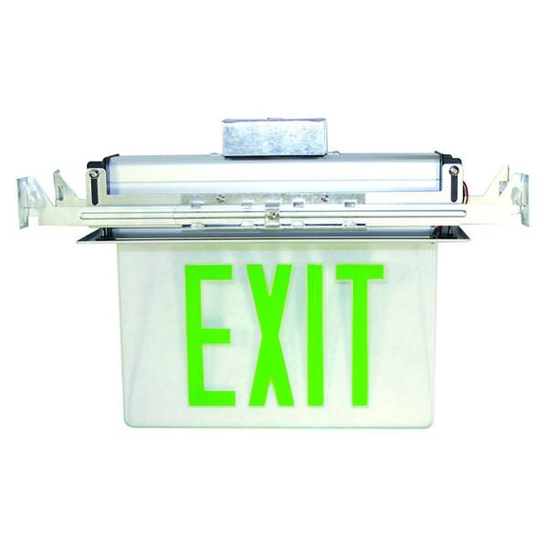 3 watt 120/277 volt LED Clear / Green Edge-Lit Exit Light