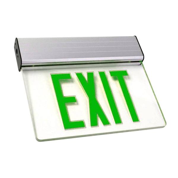 5 watt 120/277 volt LED White / Green Edge-Lit Exit Light
