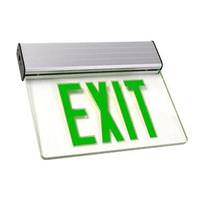 Fulham 5 watt 120/277 volt LED White / Green Edge-Lit Exit Light