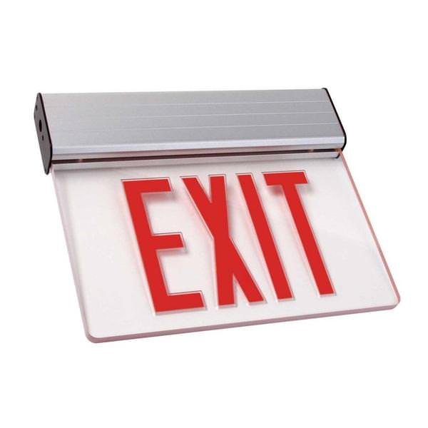 5 watt 120/277 volt LED Clear / Red Edge-Lit Exit Light