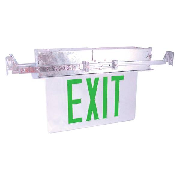 3 watt 120/277 volt LED Clear / Green Edge-Lit Exit Light