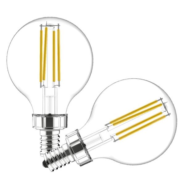 4 watt 120 volt G16 Candelabra Screw Base 2700K Warm White Glass Dimmable LED (2 Pack)