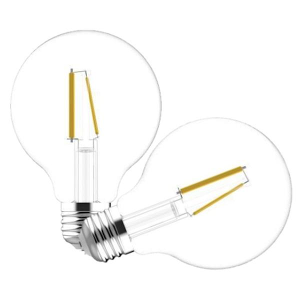 4 watt 120 volt G25 Medium Screw Base 2700K Warm White Glass Dimmable LED (2 Pack)