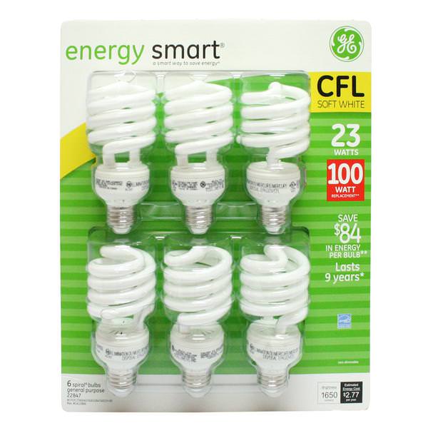 23 watt 120 volt T3 Medium Screw Base 2700K Soft White CFL (6 pack)