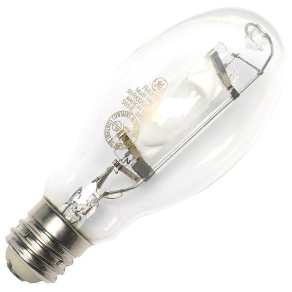 400 watt ED28 Mogul Screw Base 4000K Cool White Clear Metal Halide