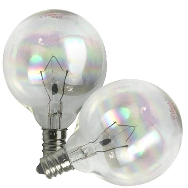 40 watt 120 volt G16.5 Candelabra Screw Base 2500K (2 pack)