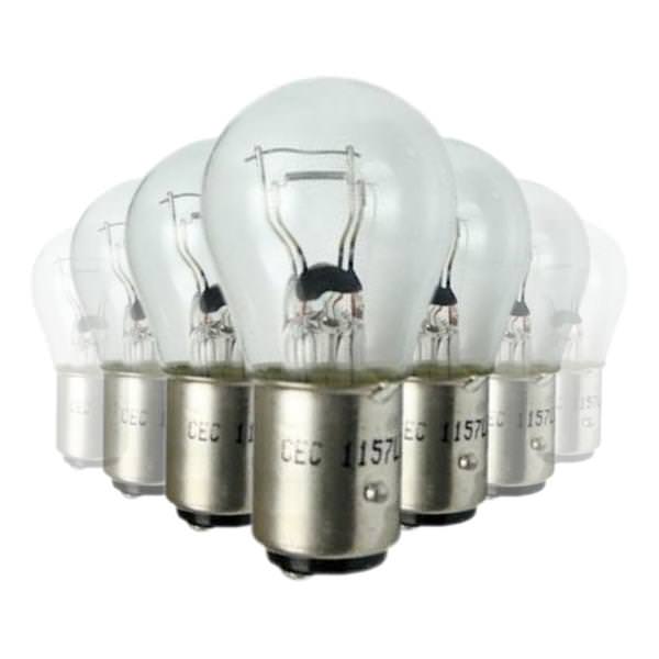 26.88/8.26 watt 12.8/14 volt S8 Double Contact Index Bayonet Base #1157LL (10 pack)