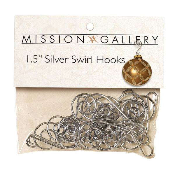 1.5" Silver Swirl Ornament Hooks (Set of 24)