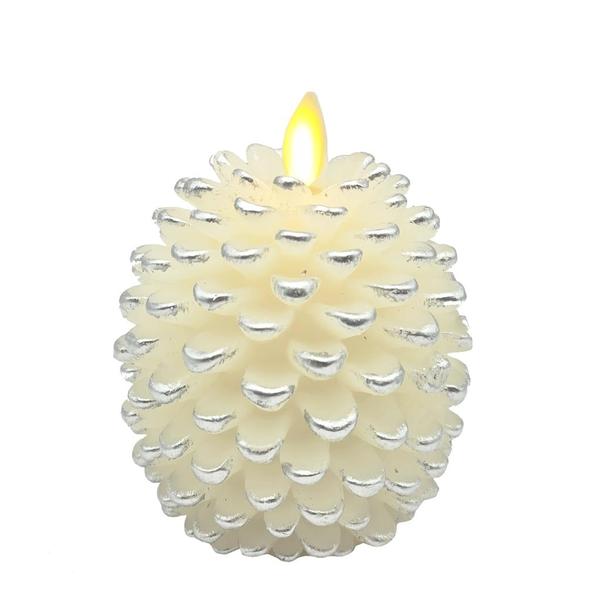 3.5" Ivory Pine Cone Wax Battery Operated Candle