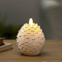 Gerson 3.5" Ivory Pine Cone Wax Battery Operated Candle