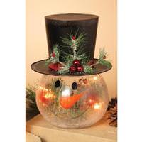 Gerson 12" Electric Lighted Crackle Snowman Head