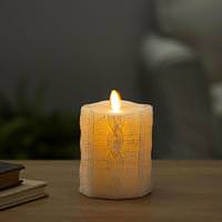 Gerson 4" Ivory Sweater Knit Pillar Candle
