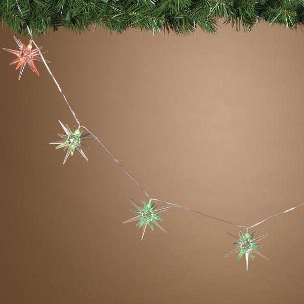 8 Light 25' Silver Wire Color Changing Battery Operated Ice Crystal LED Miniature String