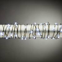 View 10' 60 Light Cool White Battery Operated LED Light String Set with Timer