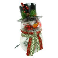 View 9" Electric Lighted Crackle Glass Snowman Lamp