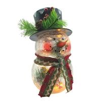 View 9" Electric Lighted Crackle Glass Snowman Lamp