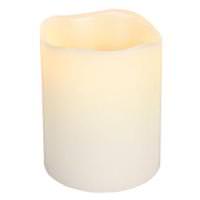 View 3" x 4" Bisque (Vanilla Scent) Wavy Edge Battery Operated LED Wax Candle Light with Timer
