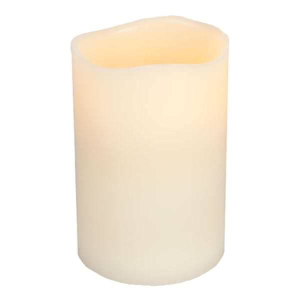 4" X 6" Bisque (Vanilla Scent) Wavy Edge Battery Operated LED Wax Candle Light with Timer