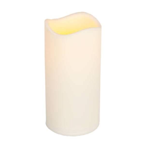 6" Bisque Pillar Wavy Edge Battery Operated LED Resin Candle Light with Timer