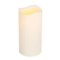 View 6" Bisque Pillar Wavy Edge Battery Operated LED Resin Candle Light with Timer