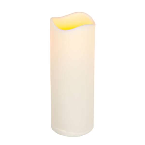 8" Bisque Pillar Wavy Edge Battery Operated LED Resin Candle Light with Timer