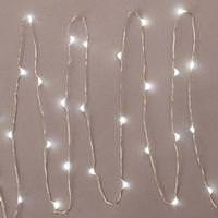 Gerson 30 Light 5' Silver Wire Cool White Battery Operated LED Miniature String