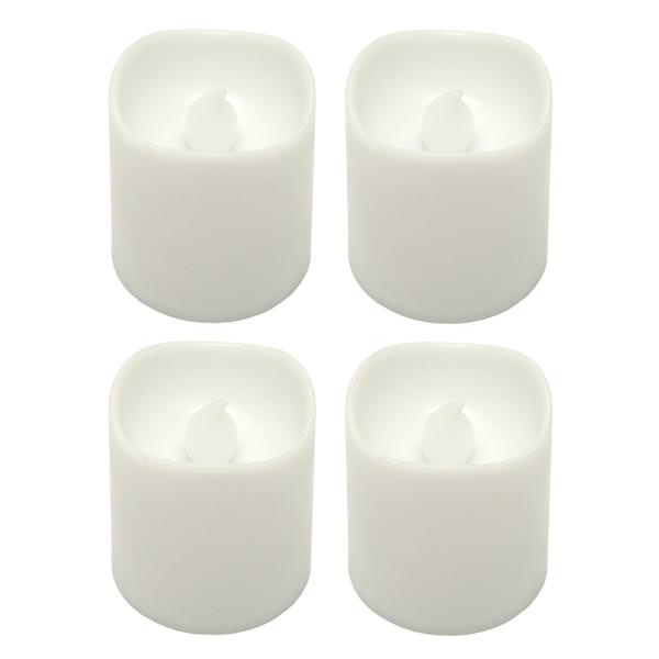 1.5" x 1.7" Everlasting Glow White Resin Battery Operated Votive Candle LED with Timer (4 pack) (Batteries Included)