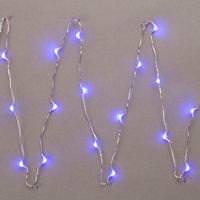 View 30 Light 5' Silver Wire Battery Operated Blue LED Micro Miniature String with Timer